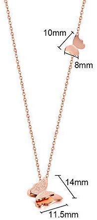 CHIFEI Juego Collar Arete con Dije Mariposa Estrella Flor Camelia Acero Titanio Chapado en Oro Rosa 18k Cadena Mujer
