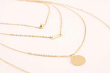 Vagalbox 1 Pcs Oro Elegante Laminado Collar Largo Gargantilla, Bohemio Aleación Colgante Multilayer Bar Moneda Collar Cadenas de Clavícula Collar con Encanto