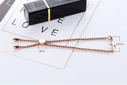 CHIFEI Pulsera Mujer de Acero 18K Titanio con Dije Cruz Chapado en Oro Rosa Dorado Plateado Brazalete Dama Regalo Amor cumpleaños