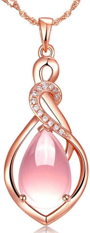 CHIFEI Hermoso Collar Cristal en Forma de Gato Corazón Gota de Agua con Dije Piedra Natural