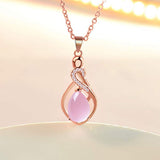 CHIFEI Hermoso Collar Cristal en Forma de Gato Corazón Gota de Agua con Dije Piedra Natural