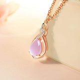 CHIFEI Hermoso Collar Cristal en Forma de Gato Corazón Gota de Agua con Dije Piedra Natural