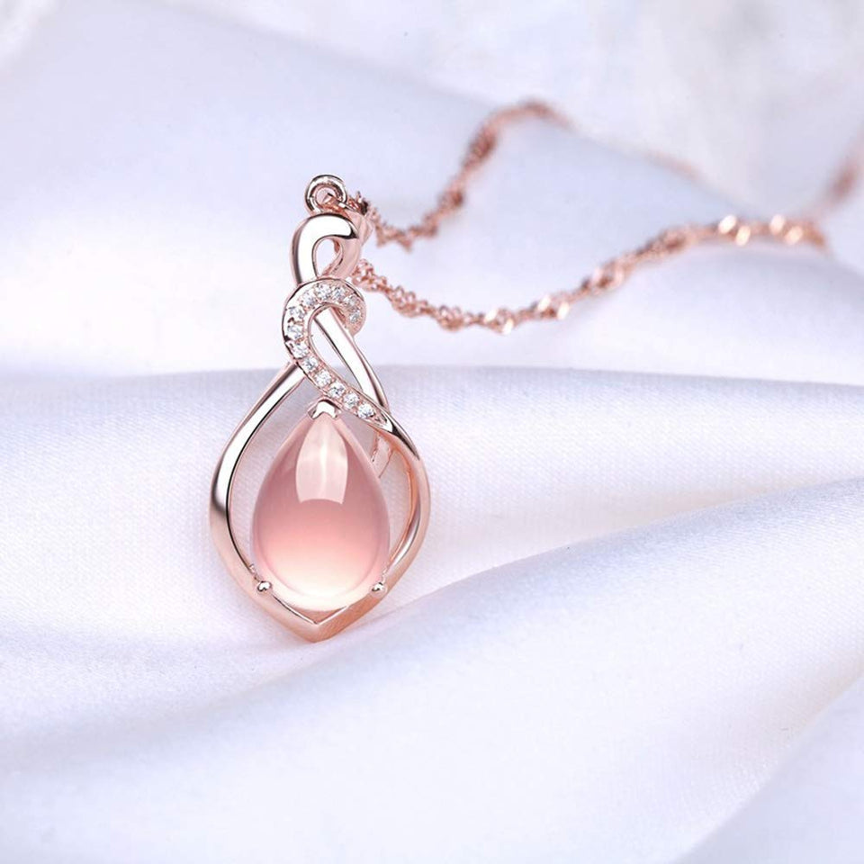 CHIFEI Hermoso Collar Cristal en Forma de Gato Corazón Gota de Agua con Dije Piedra Natural