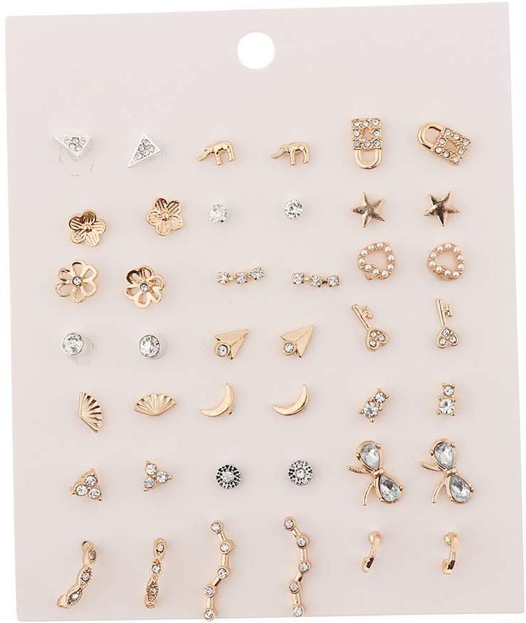 Prettyia 21 Pares De Moda Coreanos Aretes Conjunto Redondos Granos Del Triángulo De Joyería De Acero Inoxidable Para Mujeres Niñas