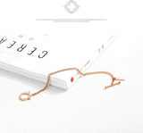CHIFEI Pulsera Amor Acero Inoxidable Oro Rosa con Piedra Cúbico Zirconia Letra D Estilo Clásico Mujer