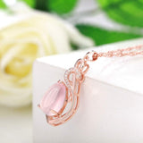 CHIFEI Hermoso Collar Cristal en Forma de Gato Corazón Gota de Agua con Dije Piedra Natural