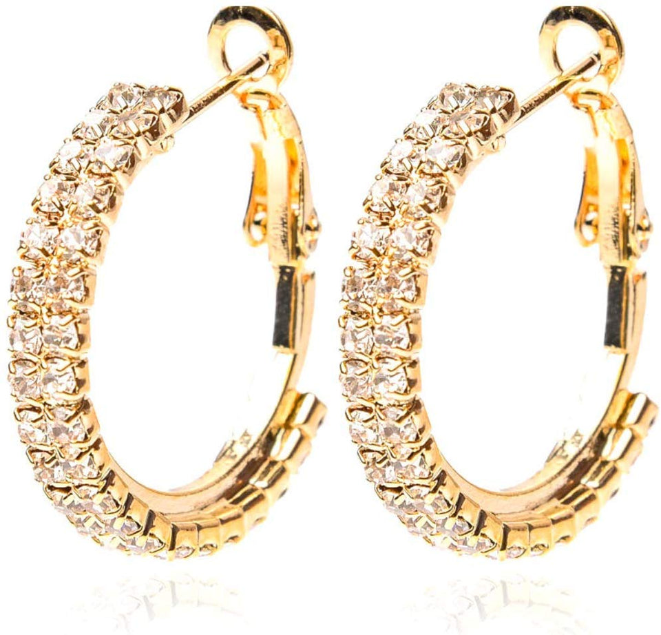 Aretes pendientes para mujer arracada argolla aro de Zirconia brillantes de moda (Plata,Oro)