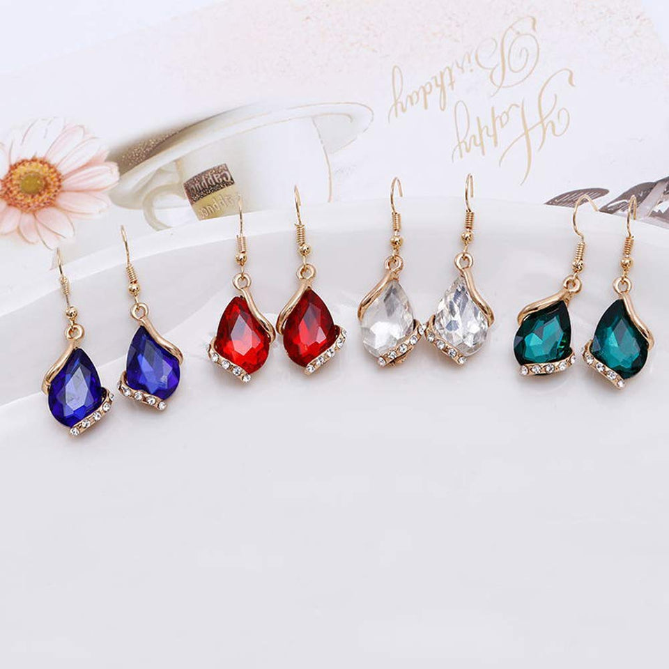 Orumlio Collar Colgante de Cristal Chapado en Oro Blanco para Mujeres Chicas, Joyería de la Boda, Conjunto de Joyas Pendiente
