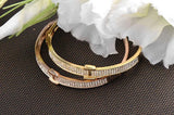 CHIFEI Pulsera Cristal Austriaco Chapa En Oro Rosado 18K Brazalete Dorado Moda Mujer