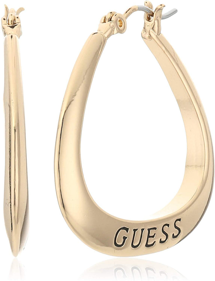 GUESS Basic - arete de aro ovalados pequeños con logo