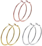 3 Pares Aretes de Aro de Acero Inoxidable, Pendientes de Aro para Mujer Chicas, 3 Tamaños y 3 Colores en Oro, Plata, Rosa