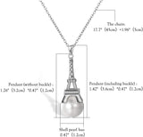 Aroncent Collar Mujer de 925 Plata de Ley Esterlina Colgante Torre Eiffel Francés Tridimensional con Perla Joyería Elegante Diseño Original Regalo para Amor Novia, Plateado