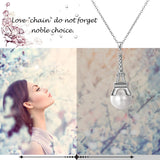 Aroncent Collar Mujer de 925 Plata de Ley Esterlina Colgante Torre Eiffel Francés Tridimensional con Perla Joyería Elegante Diseño Original Regalo para Amor Novia, Plateado