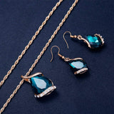 Orumlio Collar Colgante de Cristal Chapado en Oro Blanco para Mujeres Chicas, Joyería de la Boda, Conjunto de Joyas Pendiente
