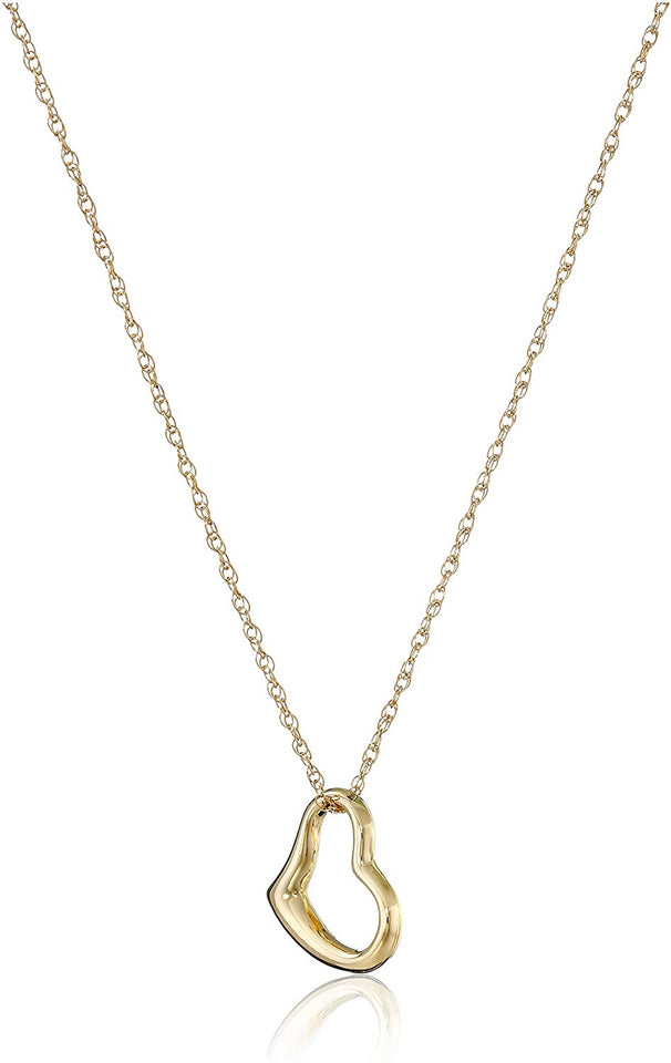 14 K oro cóncava collar con colgante de corazón, 45,7 cm
