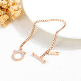 CHIFEI Pulsera Amor Acero Inoxidable Oro Rosa con Piedra Cúbico Zirconia Letra D Estilo Clásico Mujer
