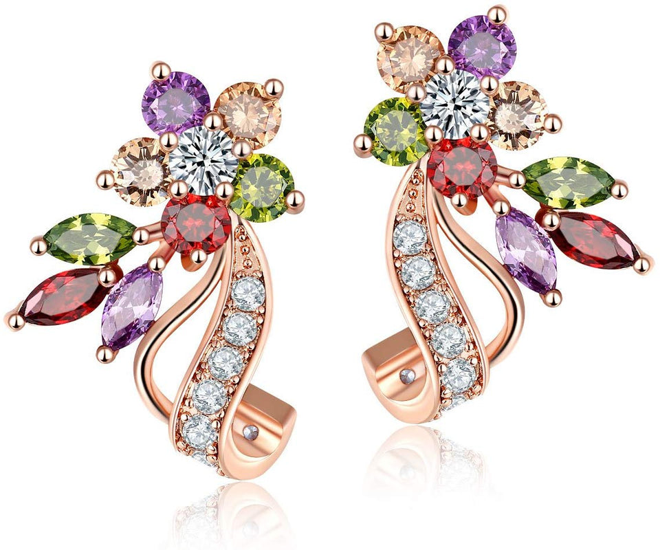 CARSINEL 2 Paquetes Hermoso Multicolores Zirconia Cúbica Aretes Clásica joyería ideal para mujeres