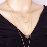 Vagalbox 1 Pcs Oro Elegante Laminado Collar Largo Gargantilla, Bohemio Aleación Colgante Multilayer Bar Moneda Collar Cadenas de Clavícula Collar con Encanto