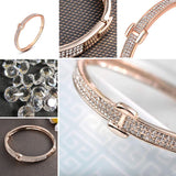 CHIFEI Pulsera Cristal Austriaco Chapa En Oro Rosado 18K Brazalete Dorado Moda Mujer