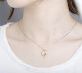 S.Leaf Collar de plata de ley collar de luna para mujer