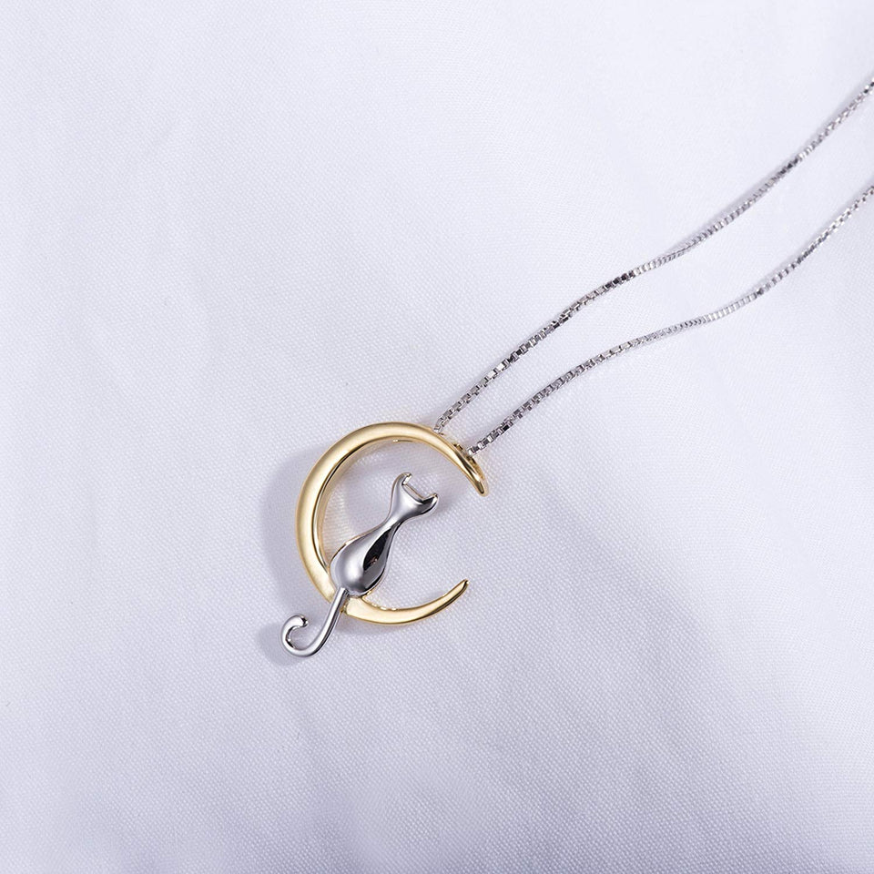 S.Leaf Collar de plata de ley collar de luna para mujer